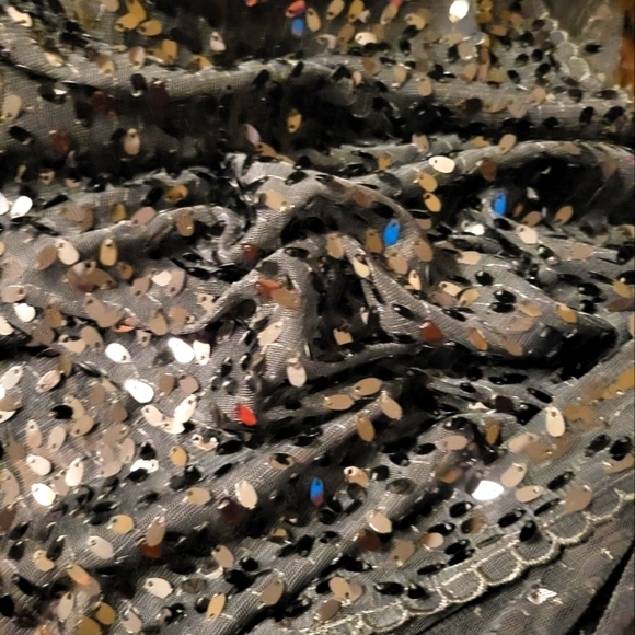 Large Black Sequins Scraf 72" long and 9" fridge  width 25" - Picture 11 of 11